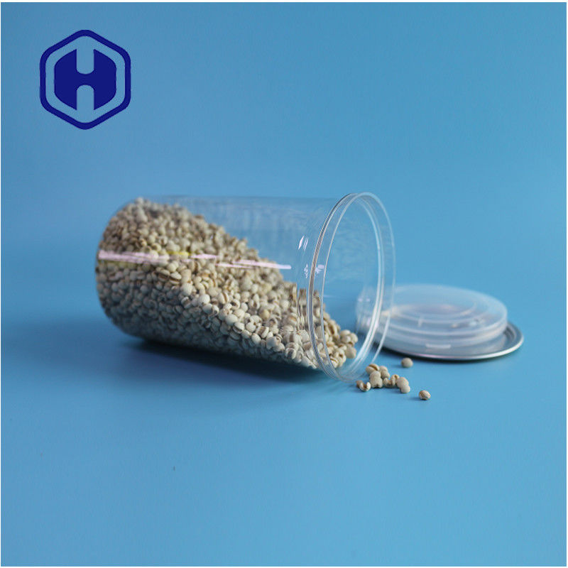 Frutti di mare Noci Alimenti Sicuri Trasparenti Riciclabili Rotonde Canne di alimenti in PET con facile apertura