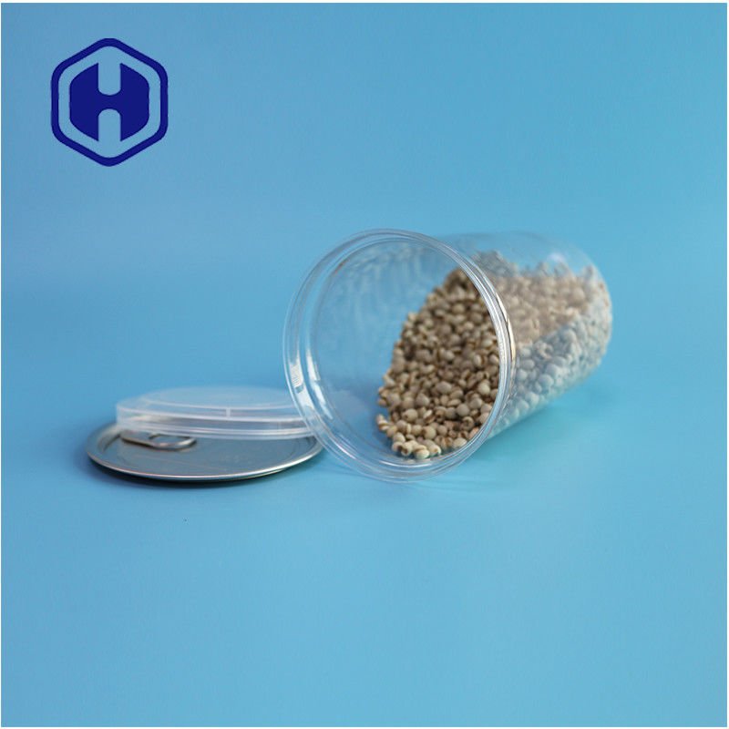 Frutti di mare Noci Alimenti Sicuri Trasparenti Riciclabili Rotonde Canne di alimenti in PET con facile apertura