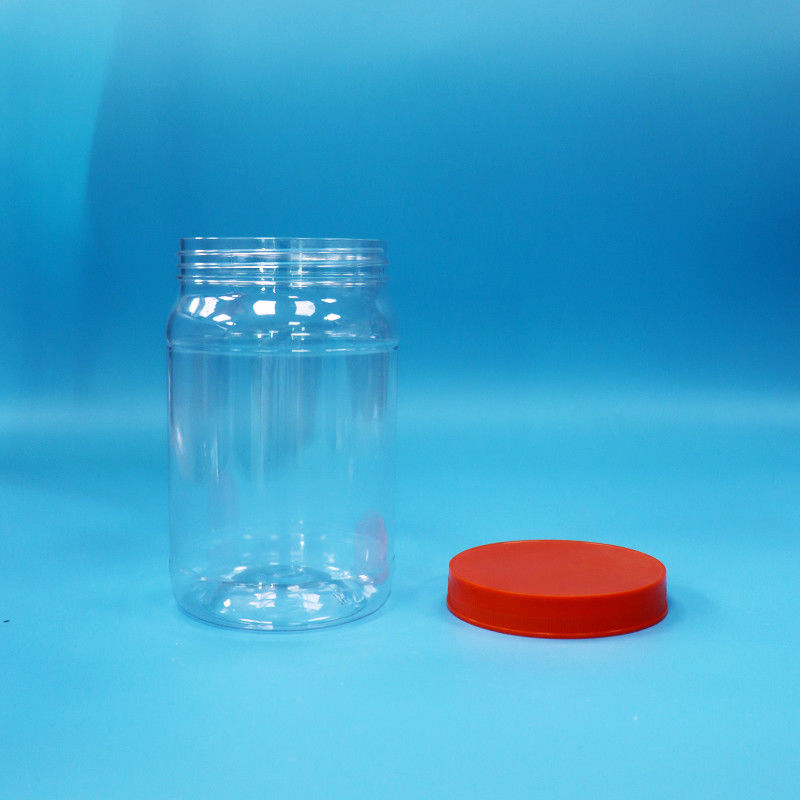 Prodotto plastico PET trasparente Rondino Alimenti Caramelle Biscotti Vaso di imballaggio Colore rosso Capo a vite