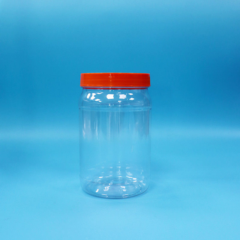 Prodotto plastico PET trasparente Rondino Alimenti Caramelle Biscotti Vaso di imballaggio Colore rosso Capo a vite