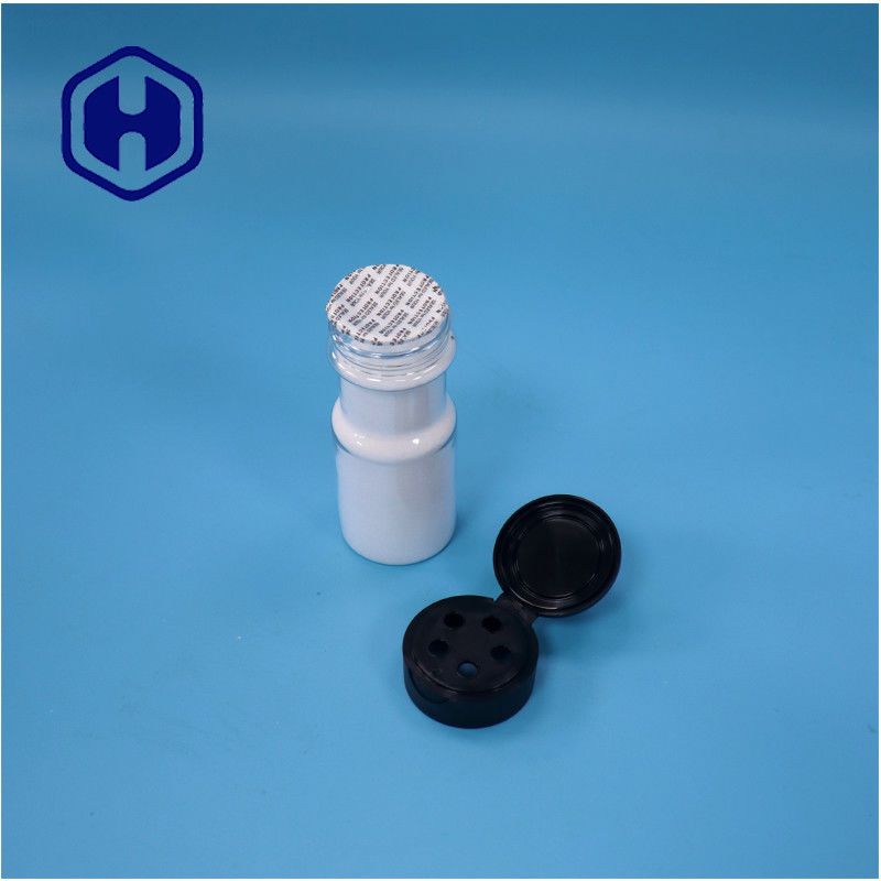 Barattole di saline di plastica rotonde trasparenti, amido di mais, di qualità alimentare, spezie, con tappo a doppio battito