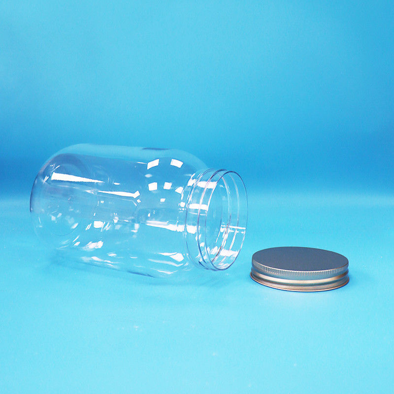 Grado alimentare PET trasparente di plastica vaso rotondo di alluminio a vite tappo piatto per alimenti caramelle noci