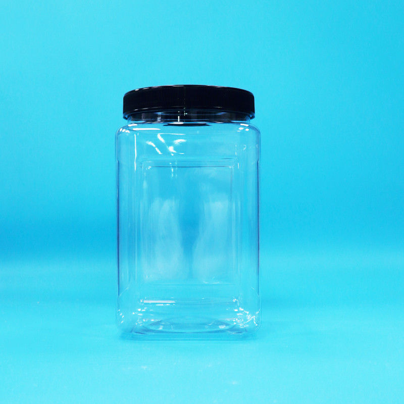 Imballaggio trasparente Boccetti di forma quadrata di plastica PET Nera Copertura per alimenti Caramelle biscotti noodle