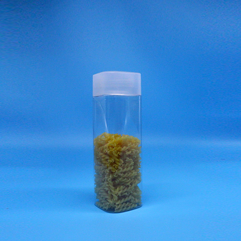 Boccone larghe 600ml Snack Food Candy Barattoli di plastica PET quadrati trasparenti Copri piatti