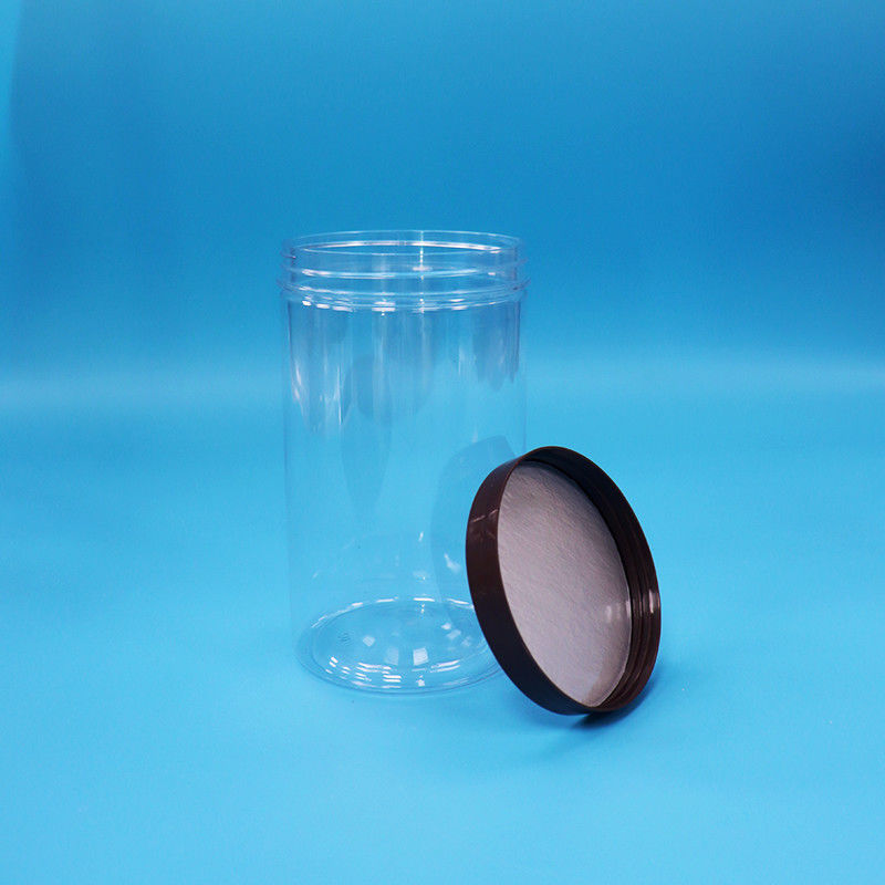 Prodotti di plastica trasparenti PET Snacks alimenti Confezione di noci dolci con tappo superiore a vite normale nero