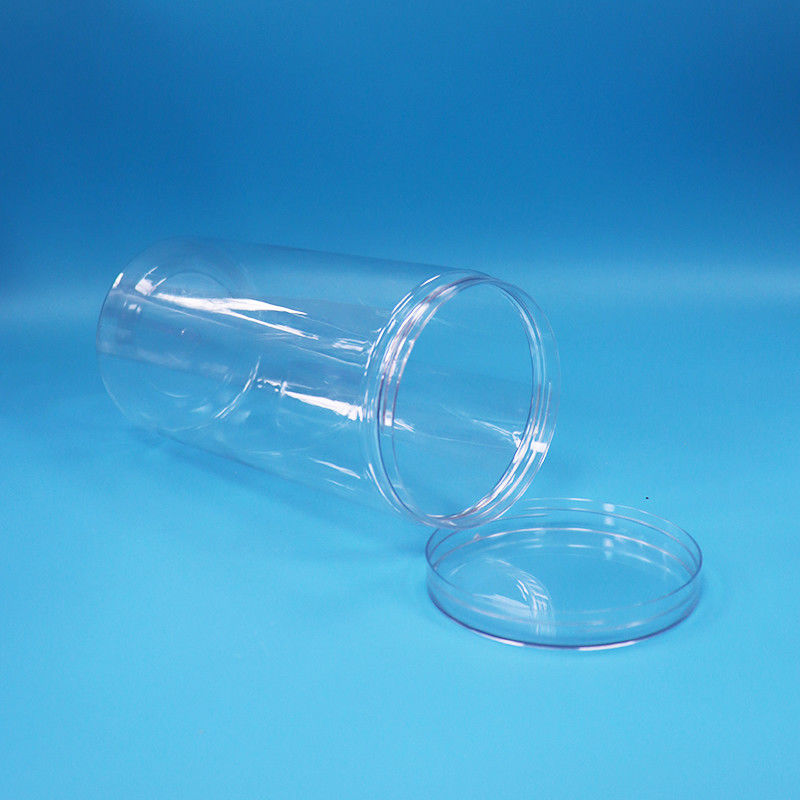 Cloruro di PET trasparente cilindro rotondo di qualità alimentare biscotti di plastica dolci bombole alimentari viti cappucci trasparenti