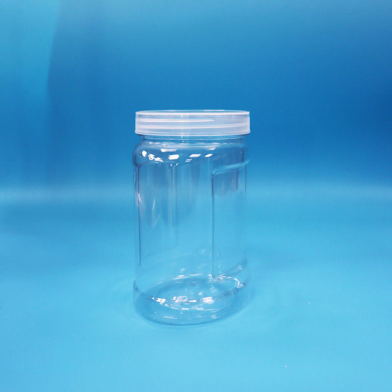 Proof Tamper White Cap PET Plastic Clear Jar For Food Nuts Candy Noodles Grado alimentare