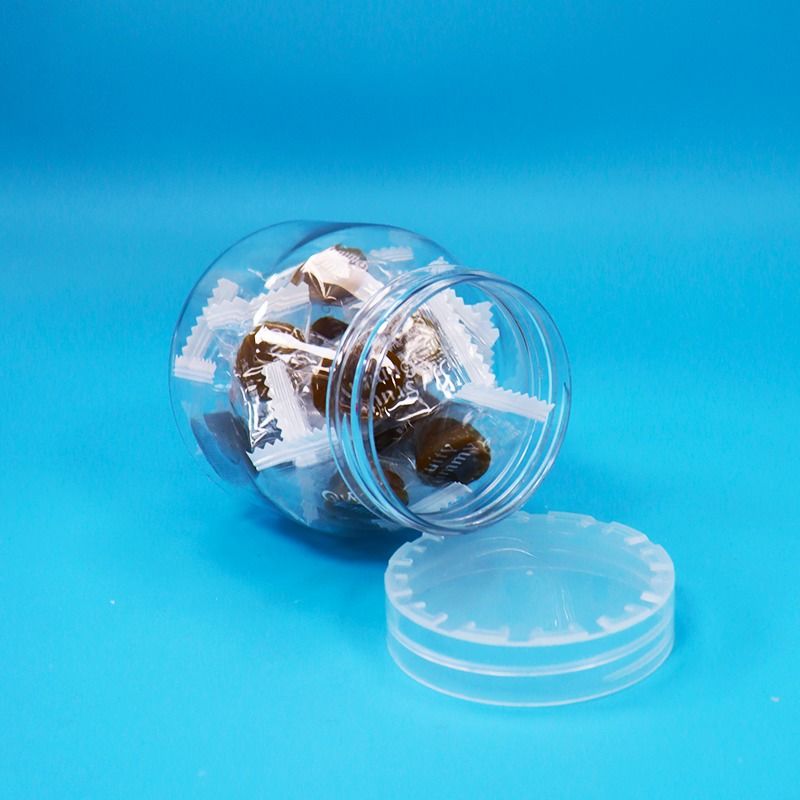 Vasetti di plastica PET trasparenti piccoli vuoti per caramelle e biscotti con tappo a vite a prova di manomissione per uso alimentare
