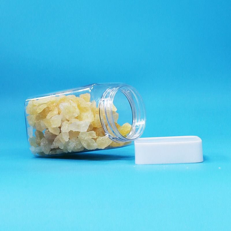 Barattolo quadrato airless bianco con coperchio a vite in plastica PET trasparente per conservazione snack e caramelle