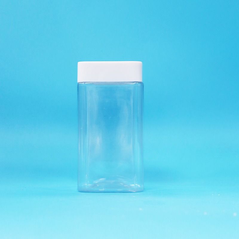 Grado alimentare trasparente quadrato vuoto PET di plastica alimentare dolci biscotti marmellata vaso Copertura bianca