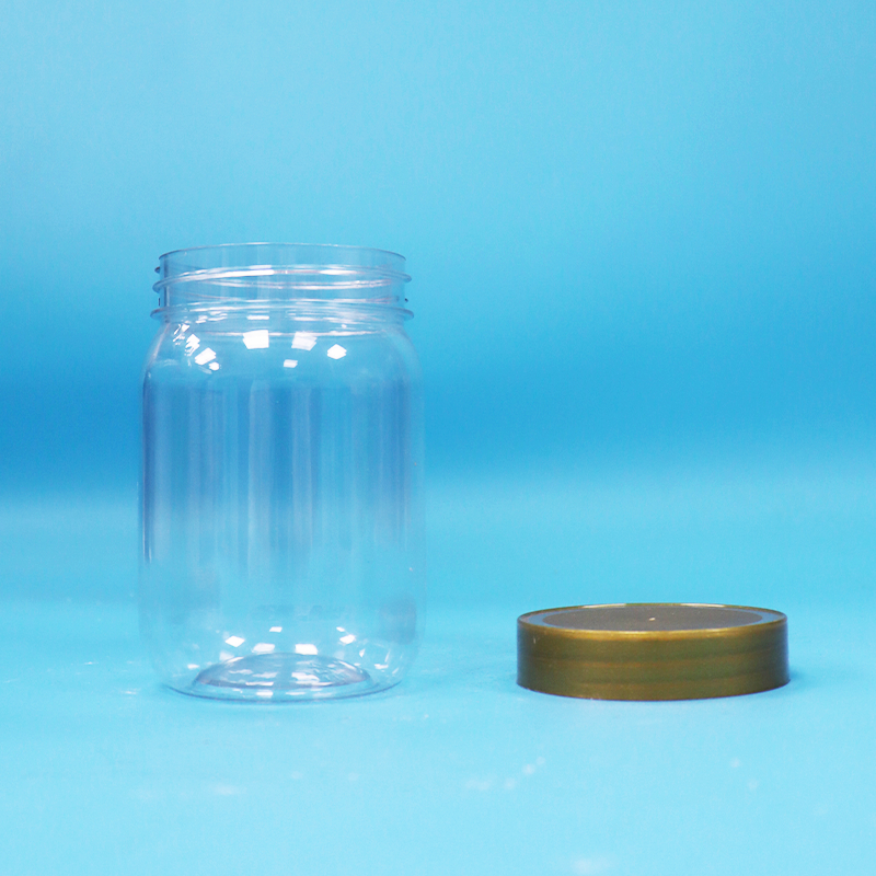 Barattolo di plastica trasparente rotondo cilindrico per lecca-lecca, miele, biscotti, per uso alimentare, con coperchio a vite marrone