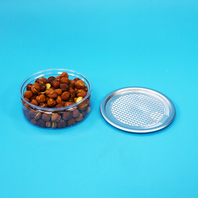 Barattolo rotondo in PET di plastica con apertura facile per alimenti, caramelle, biscotti e snack