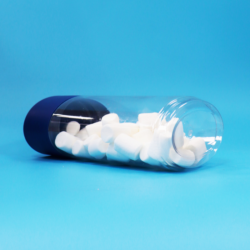 Barattolo trasparente in PET a forma ovale per biscotti, frutta secca e caramelle, con tappo a prova di manomissione