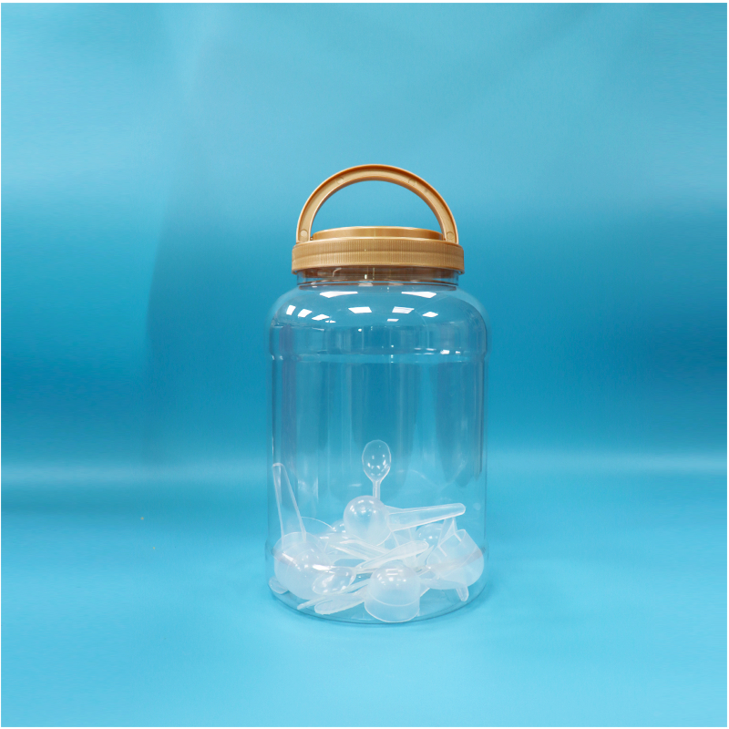 Bpa Free Handle Cap trasparente rotondo bocca larga PET plastica latte in polvere bicchiere