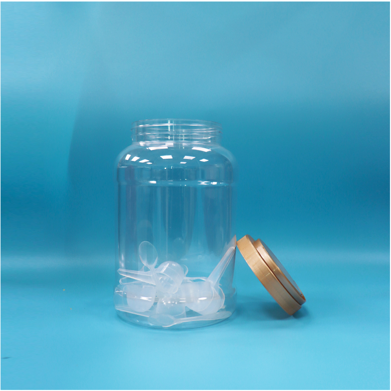 Bpa Free Handle Cap trasparente rotondo bocca larga PET plastica latte in polvere bicchiere