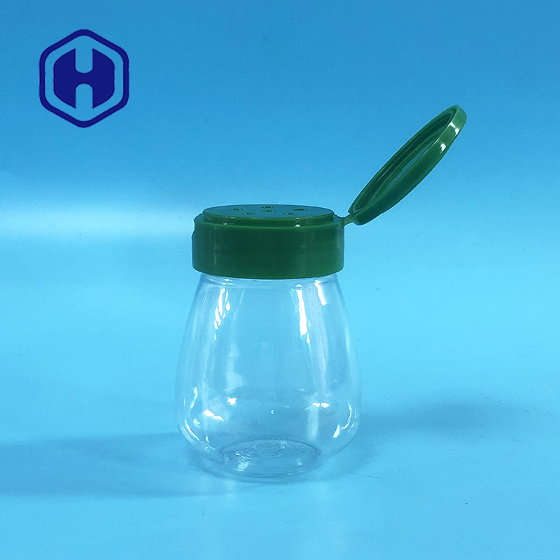 Piccolo vaso di spezie di plastica vuoto in PET rotondo con sale e pepe 100 ml con tappi a 6 fori