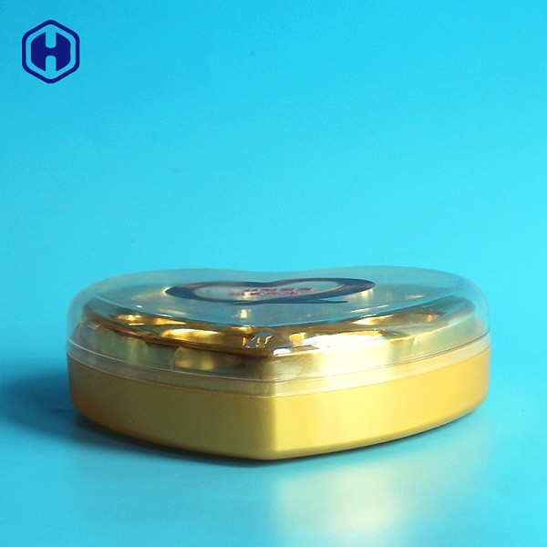 il biscotto di plastica della radura di forma del cuore 230ml inscatola il cioccolato intorno alle scatole metalliche di plastica