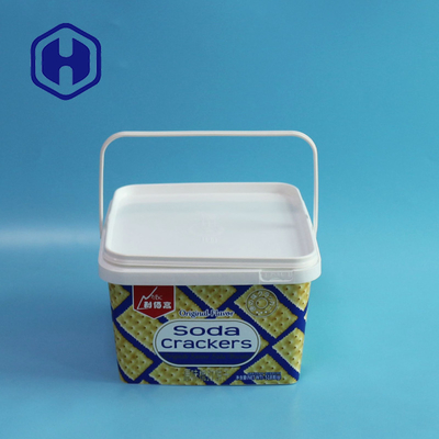 Scatola di plastica d'imballaggio vuota del quadrato del biscotto 3L dello spuntino con la maniglia del coperchio