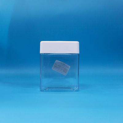 Trasparenza PET Caramelle Spuntini di plastica di grado alimentare Barattoli quadrati Vesticolo a vite