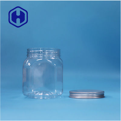 Polygonal Formato trasparente biscotti di plastica Rock Caramelle Noci Zucchero Jar di alluminio Capo superiore