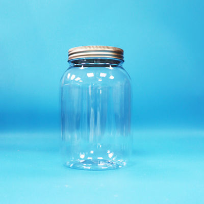 Grado alimentare PET trasparente di plastica vaso rotondo di alluminio a vite tappo piatto per alimenti caramelle noci