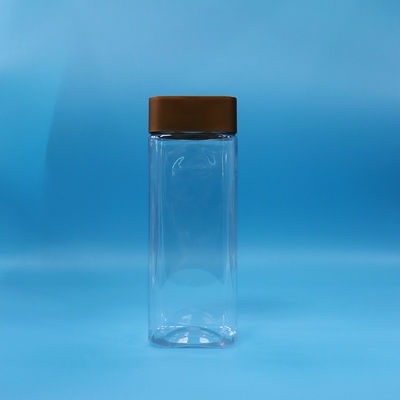Vaso trasparente bocca larga rettangolare PET plastica caramelle di noci vaso vite tappo piatto