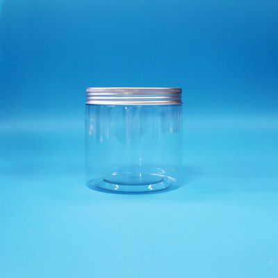 Forma cilindrica rotonda bocca larga PET trasparente biscotti in plastica barattolo di alluminio tappo a vite
