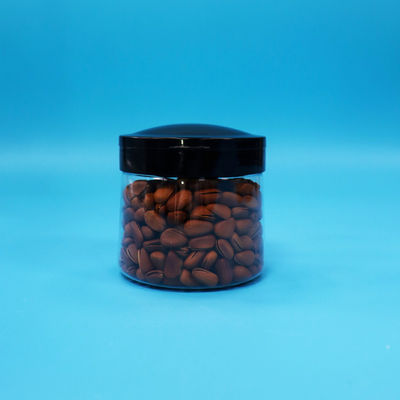 Grado alimentare Piccolo contenitore di plastica rotonda Barattolo trasparente di plastica coperchio a vite nero