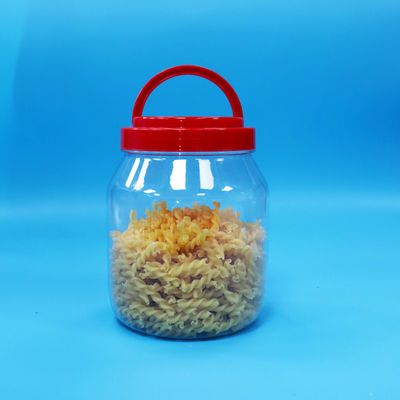 Caramelle biscotto bocca larga PET di qualità alimentare trasparente vaso cilindrico vite tappo rosso