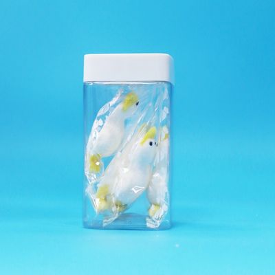 Capo bianco quadrato trasparente PET vuoto di plastica per alimenti biscotti dolci vaso di qualità alimentare