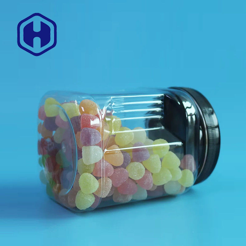 Chiari barattoli di plastica della presa del muratore del quadrato accatastabile dell'ANIMALE DOMESTICO con l'imballaggio alimentare rotondo del biscotto dei coperchi