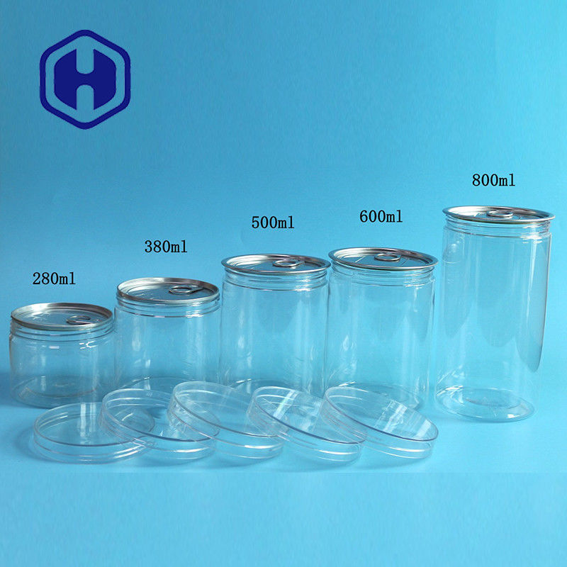 La latta di plastica vuota aperta facile 360ml dell'alimento PER ANIMALI DOMESTICI si asciuga ortaggi da frutto intorno al coperchio della vite ermetico