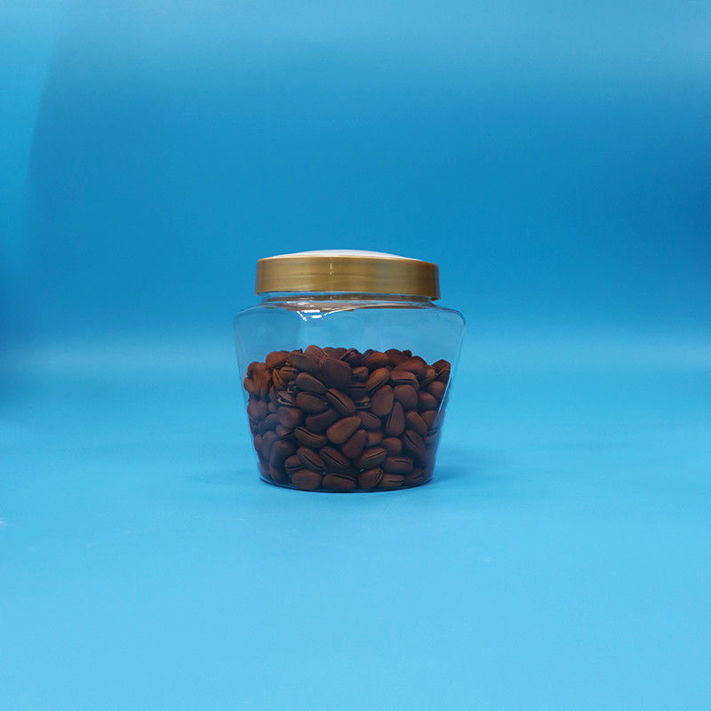 Plastico PET di qualità alimentare bocca larga barattolo trasparente biscotto caramelle con coperchio piatto a vite