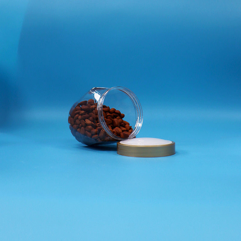 Plastico PET di qualità alimentare bocca larga barattolo trasparente biscotto caramelle con coperchio piatto a vite