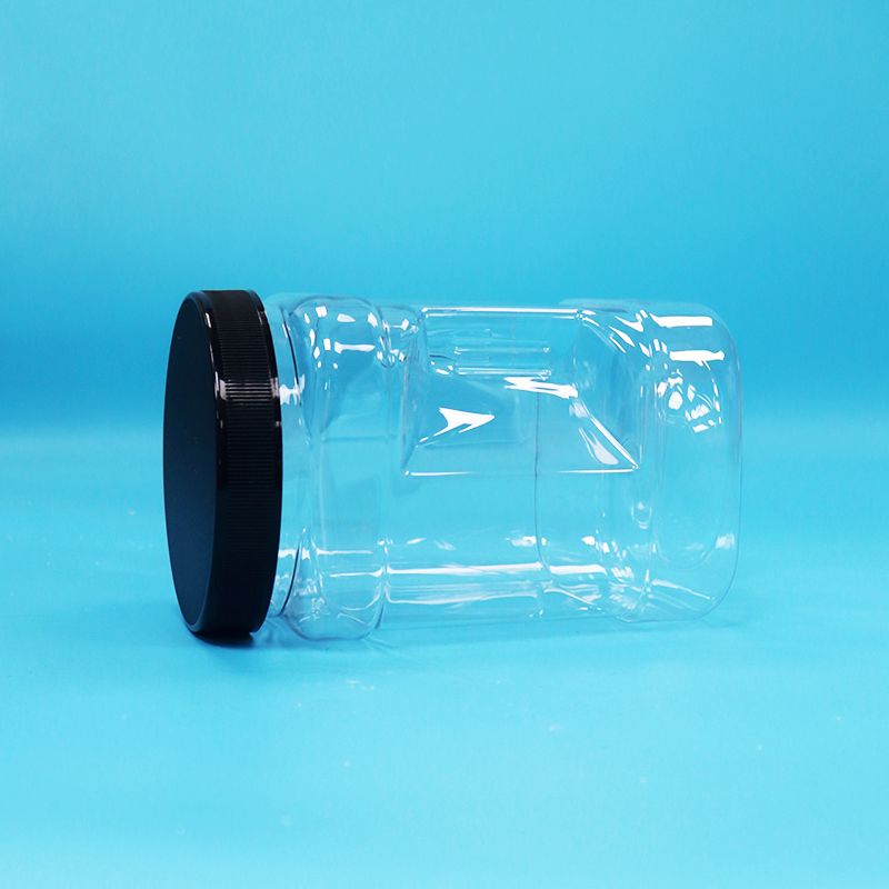 Barattoli trasparenti in plastica PET per frutta secca e frutta a guscio, forma quadrata, con coperchi piatti neri