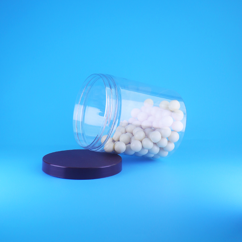 Barattoli rotondi alti trasparenti in plastica PET per alimenti, ermetici, per dolci e cibi secchi, con coperchio piatto a vite