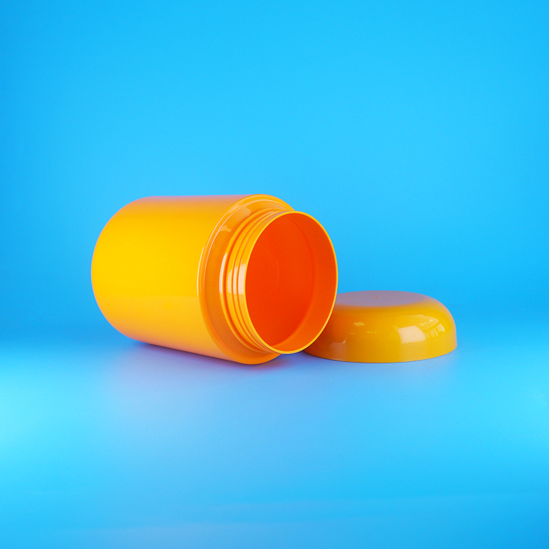 Barattoli per biscotti in PET rotondi arancioni ermetici in plastica con tappo a vite arancione