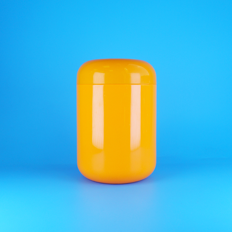 Barattoli per biscotti in PET rotondi arancioni ermetici in plastica con tappo a vite arancione
