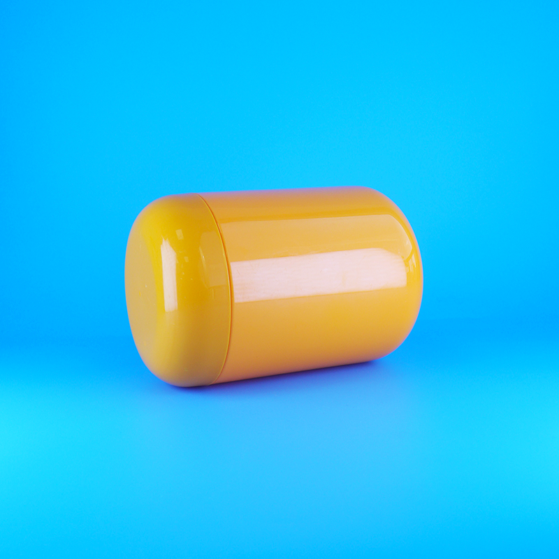 Barattoli per biscotti e caramelle con tappo a vite piatto arancione in PET plastico alimentare a forma rotonda