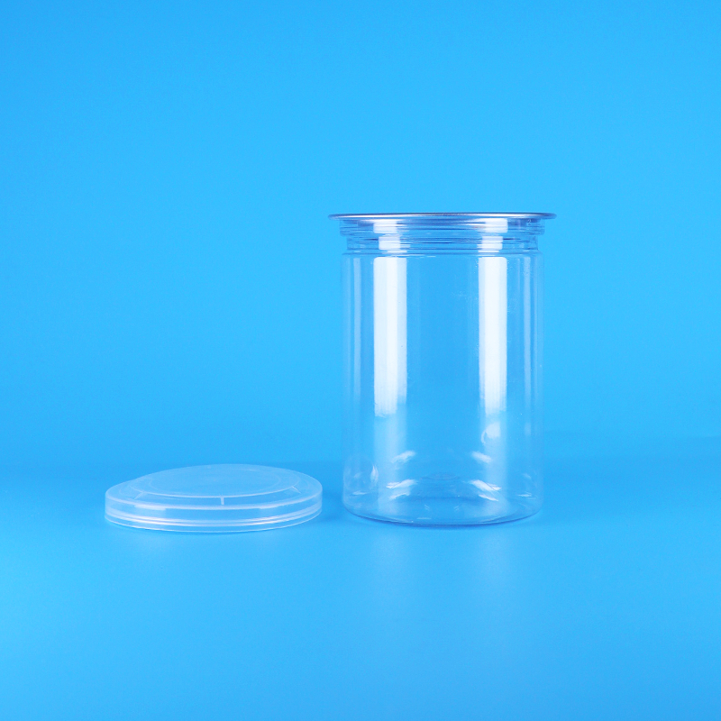 Barattoli trasparenti rotondi in PET senza BPA per caramelle, yogurt, alimenti per bambini, biscotti, coperchio in PE