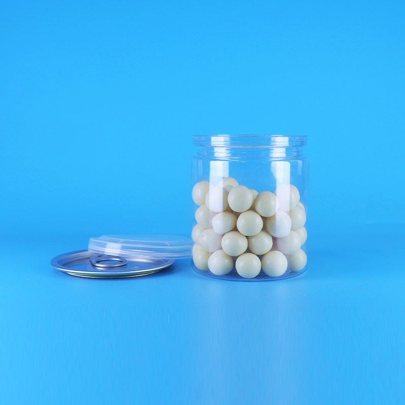 Proof di perdita facile Capo aperto Chiaro Rotondo Snack Caramelle PET Lattine di plastica Imballaggio alimentare