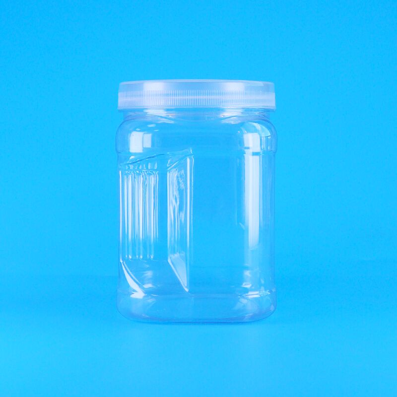 Quadrato Chiaro Pet Plastic Storage Grip Orso Biscotto Latte Data Biscotti di mirtillo Barattoli