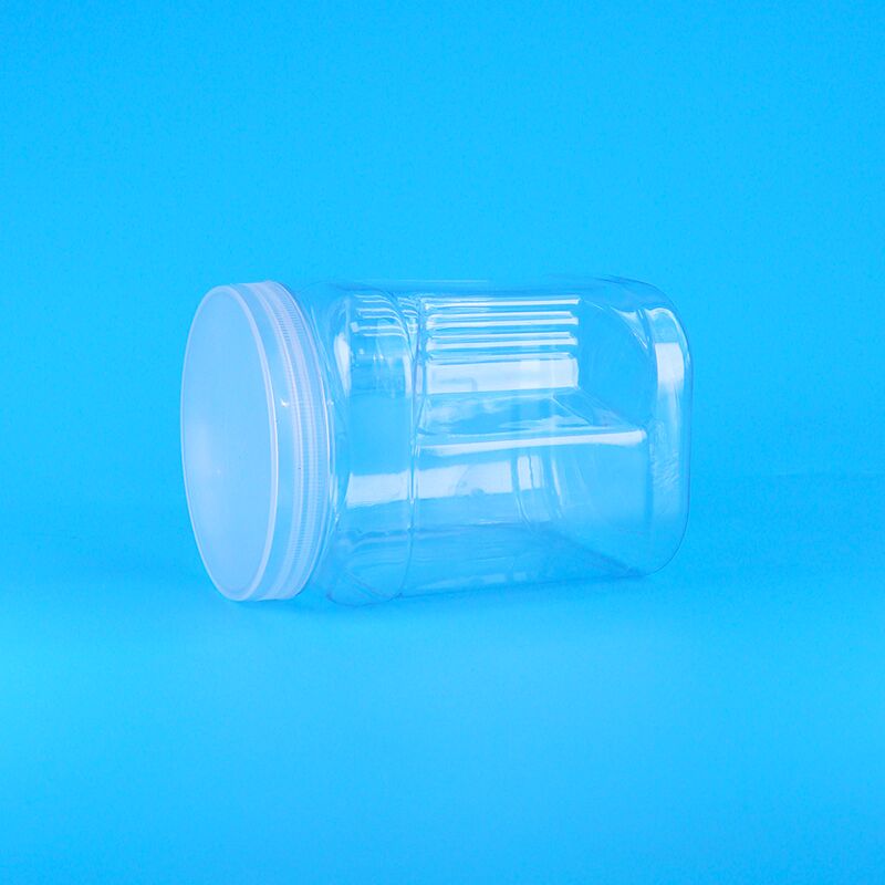 Quadrato Chiaro Pet Plastic Storage Grip Orso Biscotto Latte Data Biscotti di mirtillo Barattoli
