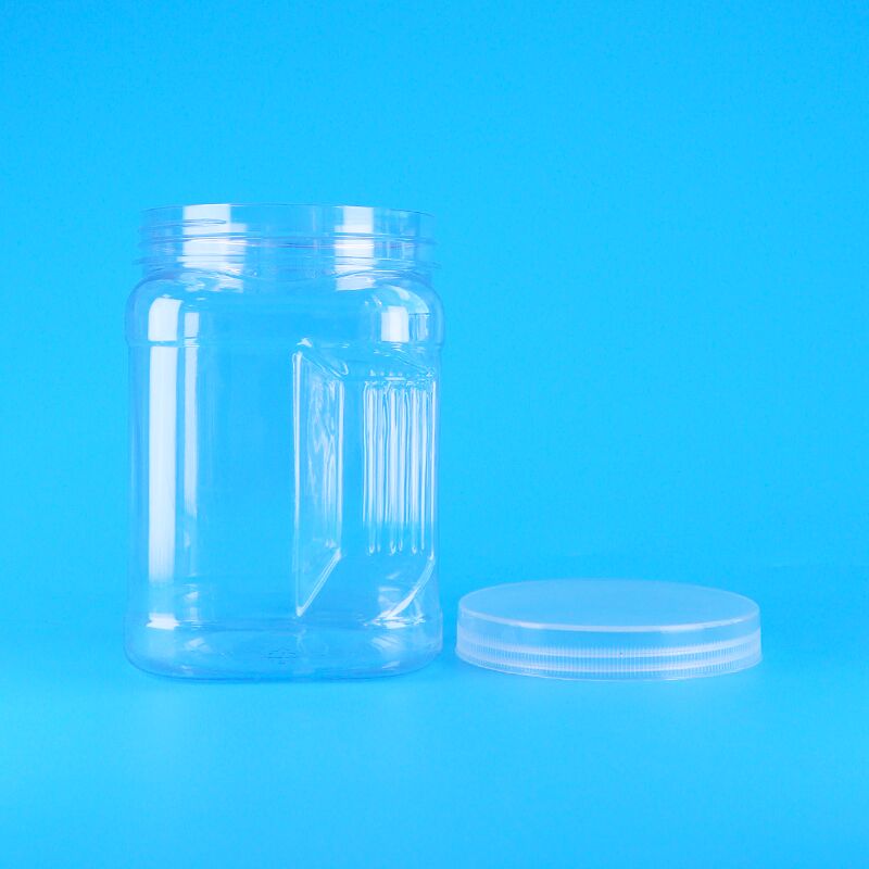 PET Quadrato Chiusura a vite Copri di plastica Presa di stoccaggio Riso nero Cracker di grano Barattoli