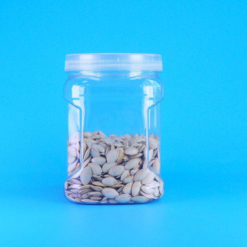 PET Quadrato Chiusura a vite Copri di plastica Presa di stoccaggio Riso nero Cracker di grano Barattoli