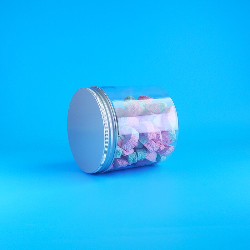 Round Aluminum Easy Open Lid Food Caramelle Biscotti Gelsomino Tè Plastica Chiara Bottiglia PET