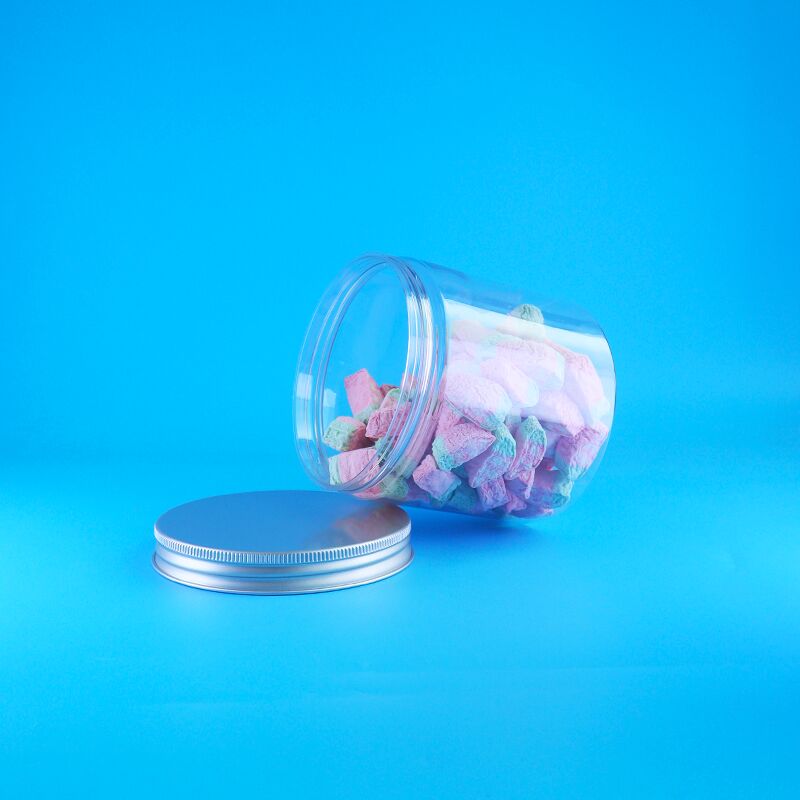 Round Aluminum Easy Open Lid Food Caramelle Biscotti Gelsomino Tè Plastica Chiara Bottiglia PET