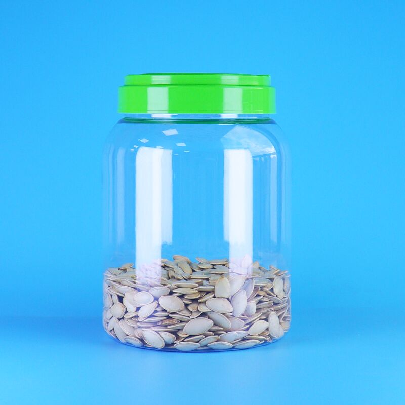 Barattolo di plastica rotondo PET trasparente per alimenti, tappo piatto, caffè, caramelle, semi di loto, omogeneizzati per bambini