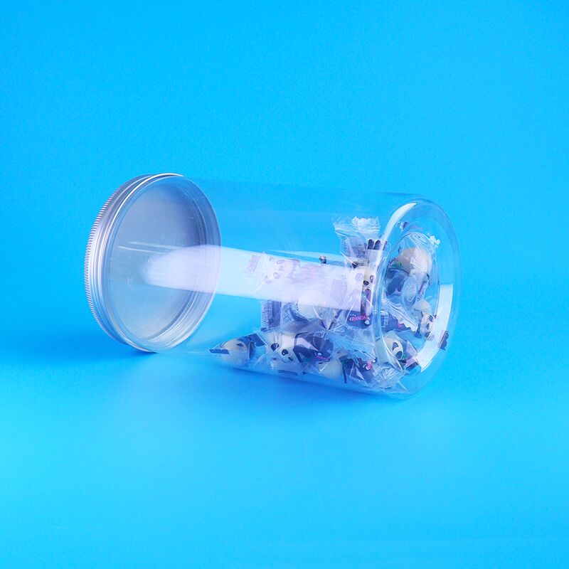 Barattoli rotondi in PET a prova di perdite per biscotti di miglio e mirtilli rossi, semi di melone sgusciati, tappi a vite