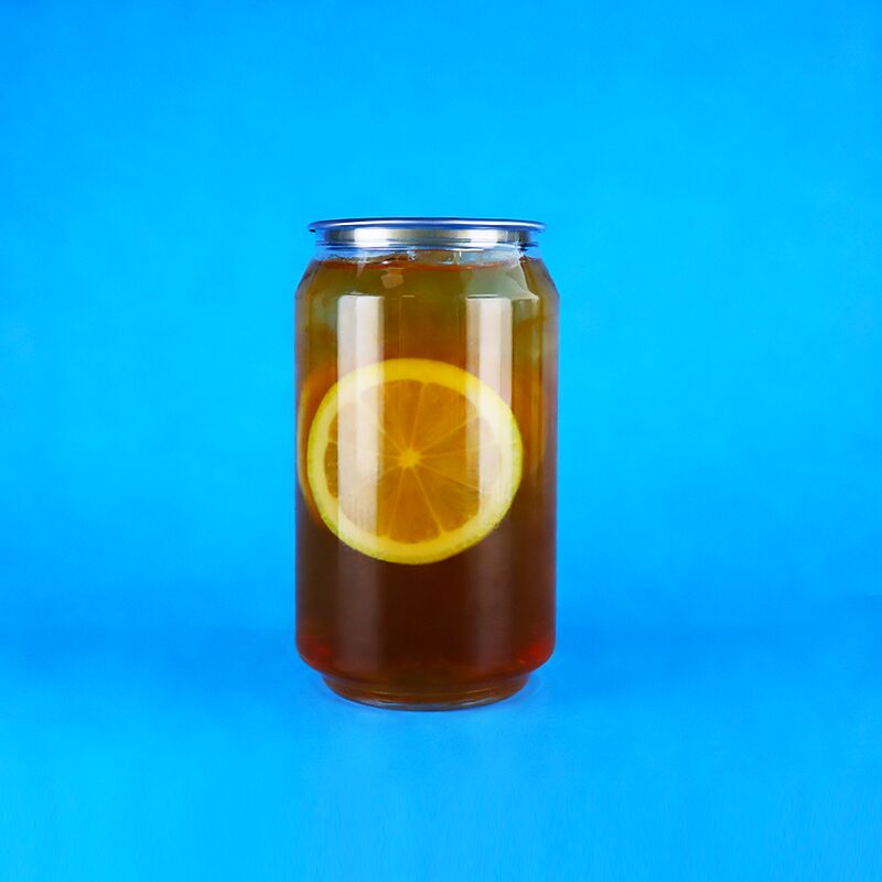 330 ml Capo facile da aprire Canno di plastica in PET trasparente per alimenti per popcorn di noccioline di sidro di caffè